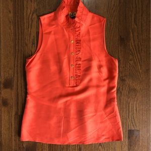 Tory Burch Orange Silk Sleeveless Blouse 8